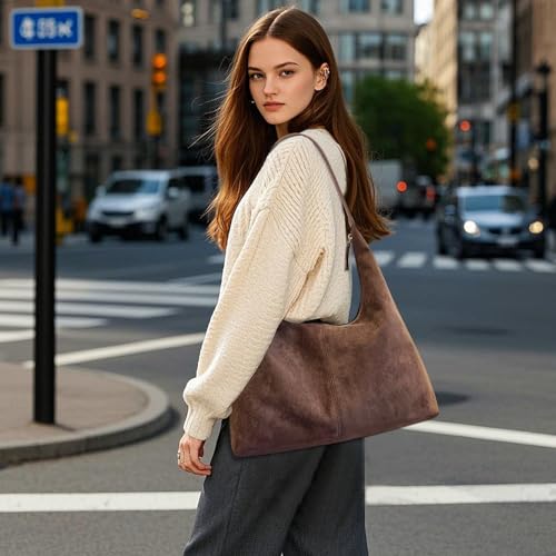 Bolso de hombro de gamuza para mujer Tote Hobo miniatura 2