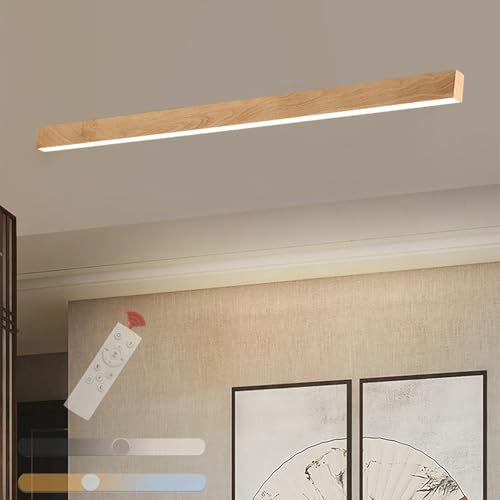 Plafonnier LED acrylique et bois 100cm haut de gamme pour chambre