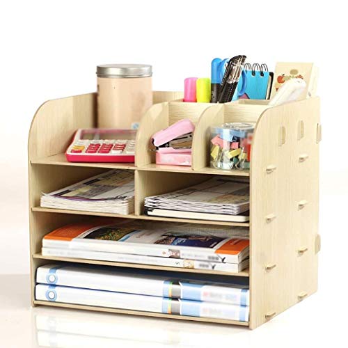 Preisvergleich Produktbild Schreibtischlampe Aktenschrank aus Holz Desktop-Zeitung Racks Drawer-Schreibtisch-Briefpapier Organizer Bürobedarf Haushalt Kosmetik Lagerung Holz (32X25X27.5CM)