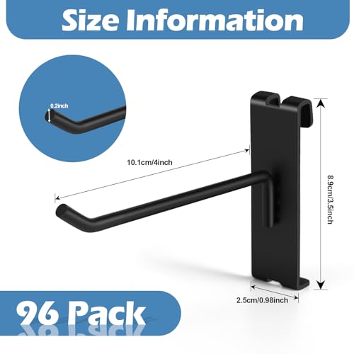 Polmart Heavy Duty 4" Gridwall/Grid Panel Hooks, Black (96-Pack, 4-inch) by Polmart - Image 2