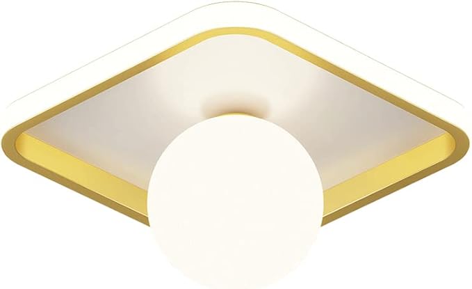 Elksdut Gangpad Plafondlamp Geometrie Plafondlamp Met Glazen Bol Schaduw, Klassieke Semi Verzonken Plafondlamp LED Hanglamp, Voor Foyer Keuken Garage Veranda Inkomhal photo 2