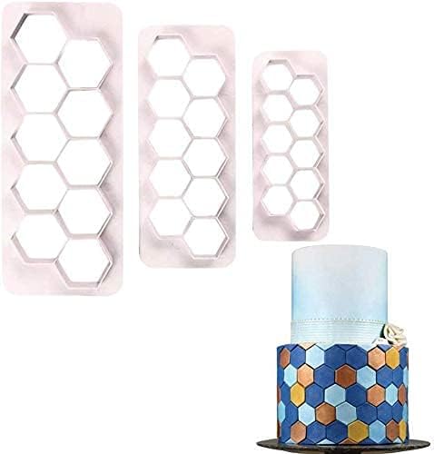 Hexagon Cookie Cutter - Geometric Multicutter- Hexagon Cake Fondant Cutter - 3 Size Hexagon Biscuit Cutters Cake Decorating