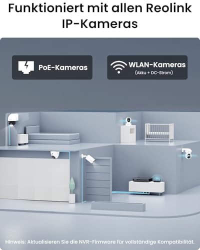 Reolink 5MP &Uuml;berwachungskamera Set Outdoor, 4X 5MP PoE IP Dome Kamera &Uuml;berwachung Aussen und 8CH 2TB HDD NVR f&uuml;r 24/7 Video&uuml;berwachung, Personen-/Fahrzeugerkennung, Nachtsicht, RLK8-520D4-5MP