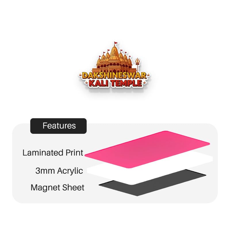 Image of Dakshineshwar Fridge Magnets, Glossy Finish, Stylish Magnet for Fridge, Wardrobe & Metal Surfaces