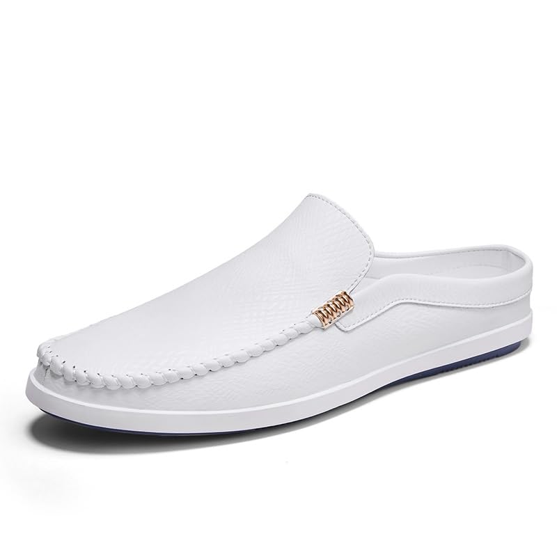 Mens Loafers Round Toe Vegan Leather Half Loafers Shoes Lightweight Anti-Slip Flexible Outdoor Party Slip-ons