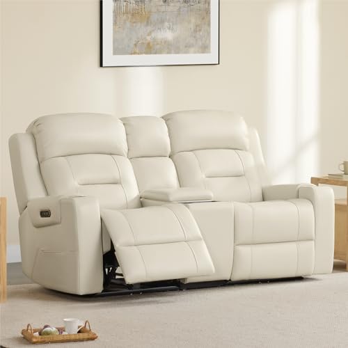 Watson & Whitely Leather Power Recliner Sofa with Console