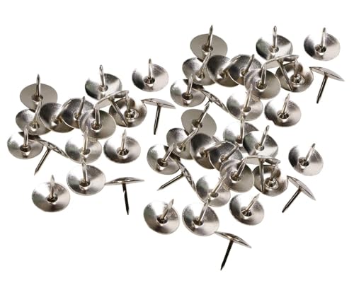 Tupalizy Small Metal Thumb Tacks Round Head Nickel Plated Map Push Pins for Cork Bulletin Board, Crafts, Home School Office Organization, 0.4inch Diameter, 100PCS