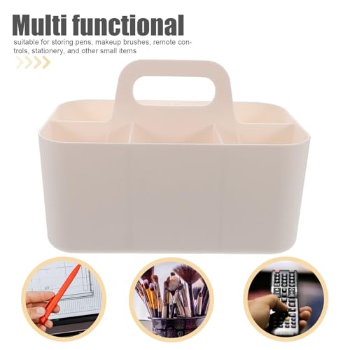 Homoyoyo Plastic Caddy with Handle Multiuse Organizer for Art Supplies and Makeup Storage, Divided Basket with Compartmentalized Sections, Portable Plastic Storage Tote for Office and Study - Image 3