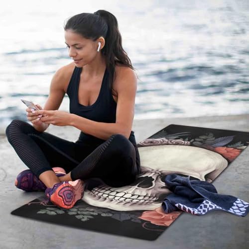 SDMKA Skull Yoga Mat for Women Men 71" x 26" Non Slip Exercise & Fitness Mat 1mm Thick Workout Mat for Yoga, Pilates, Come with Storage Bag by SDMKA - Image 6