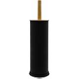 Blue Donuts Toilet Brush Holder with Bamboo Top - Black