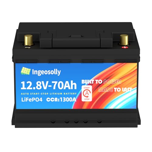 Batería de iones de litio de 12 V 70 Ah BCI Group 48 LiFePO4-1300 CCA, potencia de arranque en frío, arranque rápido del coche, vida útil prolongada para automóviles