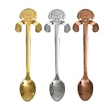 Haishell 3 Pcs Coffee Spoon Stainless Steel Dog Dessert Spoon Drink Spoons Mixing Spoon Milkshake Spoon Tableware Kitchen Supplies (Silver,Gold,Rose Gold)