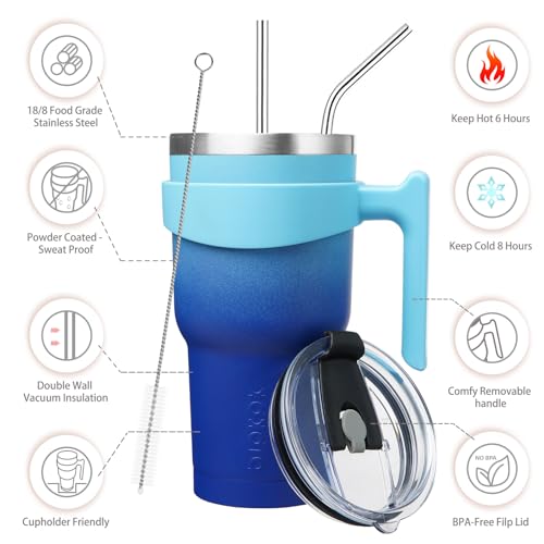 Image of BJPKPK 30 oz Tumbler with Handle & Straw, Insulated Stainless Steel Mug