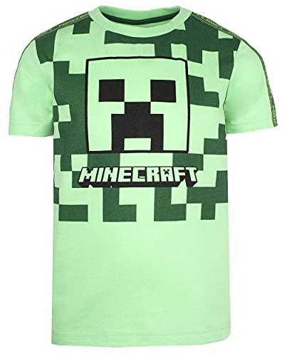 Minecraft - Clothes - Boys T Shirt - Gamer Kids Clothes - Contrast Creeper T Shirt Gifts - Gifts for Boys - Green- Age 5/6