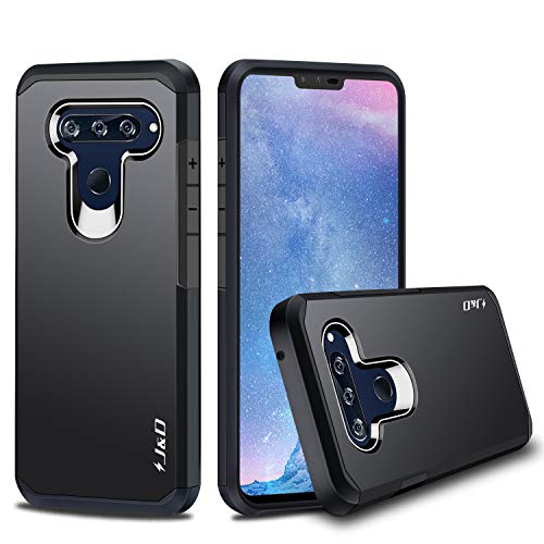 J&D Heavy Duty Dual Layer Hybrid Shock Proof Protective Rugged Bumper Case for LG V40 ThinQ, Black