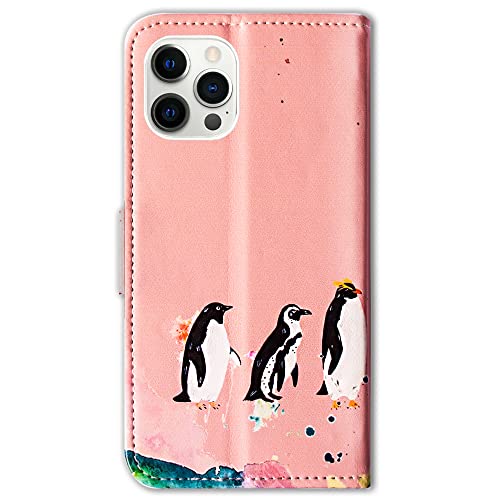 Bcov iPhone 13 Pro Case, Penguin Drawing Leather Flip Phone Case Wallet Cover with Card Slot Holder Kickstand For iPhone 13 Pro - Image 3