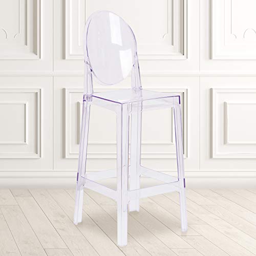 Flash Furniture Butaco Ghost con Respaldo Ovalado en Cristal Transparente miniatura 1