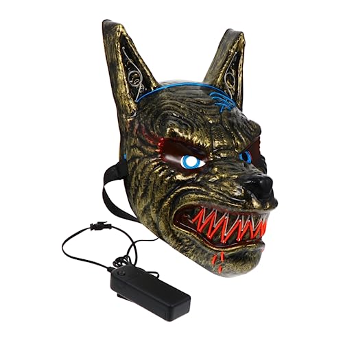 Masque Loup Lumineux LED Halloween HANABASS pour éviter le maquillage irritant en soirée costumée