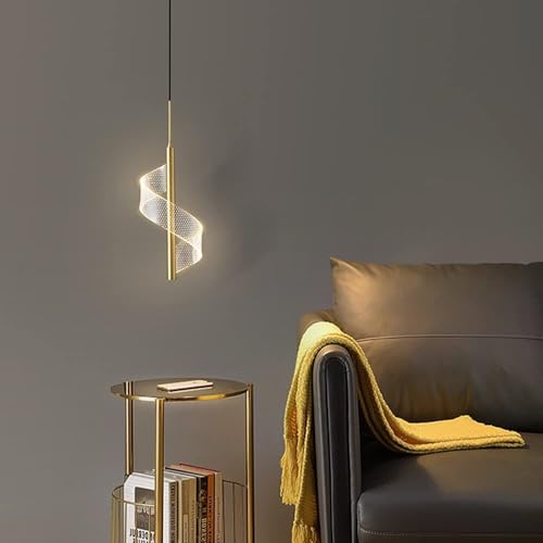 Lustre LED en laiton moderne suspendu en acrylique pour table à manger - 4
