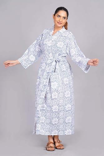 Image of Hand block print Cotton Kimono bikini cover up,Indian Hand block print Cotton Bath Robe,Swim Wear,Nighrwere Dressing Gown