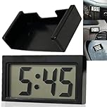 Mini Car Clock Small Digital Clock,Mini Battery Powered Clear LCD Desk Cl/ock with Sticky Stand for Car Dashboard,Portable Di/gital Clo/cks,Self-Adhesive Stand Di/gital Cl/ock,Easy To Read#Black