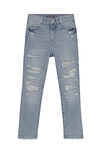 Image of DL1961 Girls Emie Straight: High Rise, Ice Distressed, 12