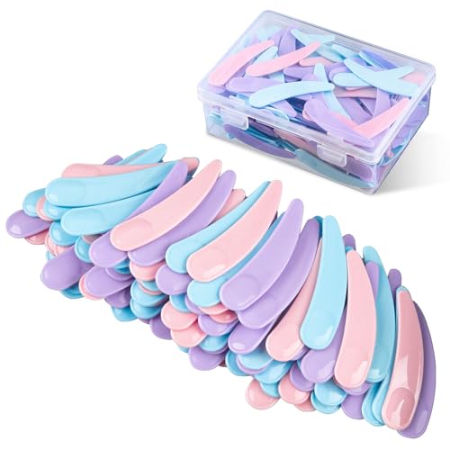 TUZAZO 200pcs Mini Spatula for Cosmetics, Bulk Disposable Mini Plastic Makeup Spatulas with Storage Box, Mask Scoop for Mixing and Sampling (Multi Colored)