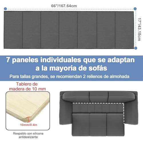 Miniatura 2 de Veronly Cojín De Apoyo Plegable Para Asiento Caído, 167,5 X 43 Cm, Protector De Sofá, Tabla Oxford, Tablas De Madera Para Sofás De 3 Plazas