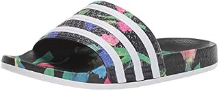 adidas Originals Women's Adilette Slides Sandal, White/Black, 10 M US