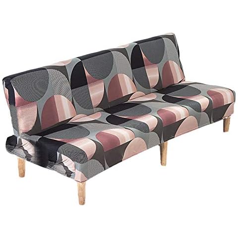 adgbd Armless Sofa Slipcover, Stretch Sofa Bed Cover Folding Printed Sofa Protector 2-3 Seater Elastic Full Folding Couch Sofa Shield Fits Folding Sofa Bed 160-190cm, Anti-slip Stretch Couch Covers Cover