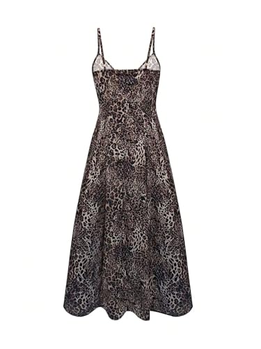 SOLY HUX Women's Leopard Print Maxi Dress Sleeveless V Neck Sundresses Vintage Flowy Cami Dresses3