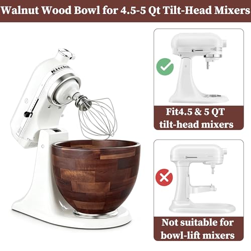 Tazón de madera de nogal para KitchenAid 4.5 y 5 QT miniatura 6