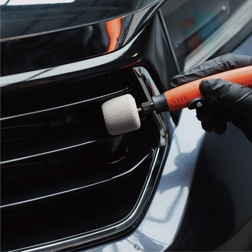 Image of SPTA Gray Light Cut & Finish Pad with 1 /8 inch Shank, 5Pcs Gray Flexible Shaft Cylinder Polishing Pad Set,Mini Car Detailing Pads for Small Area for Flexible Shaft & Drill Attachment -PT194-5