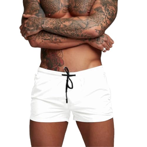 Donason Short de Bain Homme Séchage Rapide Maillot de Bain Homme Short de Plage Pantalon Court de Sport de Course avec Doublure en Maille et Poches Zippées