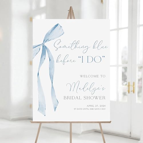 HAQCO Something Blue Before I Do Bridal Sign Blue Bow Bridal Shower Poster