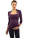 PattyBoutik Mama Button Embellished Ruched Maternity Top (Dark Purple M)