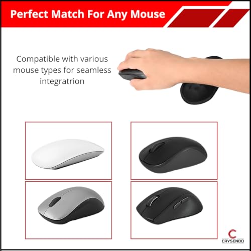 Image of Crysendo Ergonomic Mouse Wrist Rest Support | Gliding Palm Rest Pad with Oval Shape Design for Wrist Pain Relief & Pressure Release | Single Support for Office, Gaming & Coding (Black)