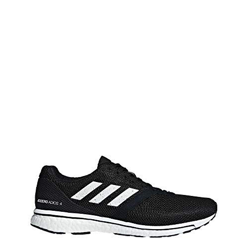 adidas Men's Adizero Adios 4 Running Shoe, Black/White/Black, 10 M US