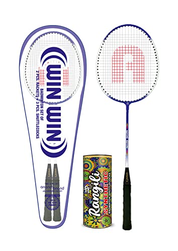 LaserGuru Win-Win T Joint Tempered Shaft with Normal Steel Body Head Badminton Racket Set of 2 with Box of 3Pcs Synthetic Shuttles and a Transparent Full Cover (B09NN6SCSC) Amazon Price History, Amazon Price Tracker