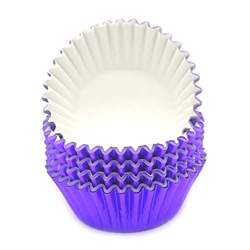 Image of Standard Purple Foil Cupcake Liners Muffin Baking Cups for Party and More, 100-Count