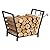 Swellisher Firewood Rack for Indoor Outdoor Usage, Trapezoid Firewood Holder with 2 Hanging Hooks, Heavy Duty Wood Rack for Outdoor Patio, Black