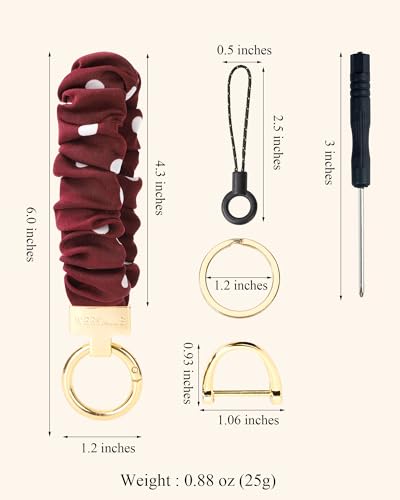 Image of WEESMILE Scrunchie Keychain Wristlet for Car Key Chain with D Key Ring