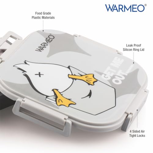 Image of WARMEO Jerry Insulated Lunch Box with Three Compartment BPA Free, Kids Lunch Box,Food Grade Ideal for School, Picnic, Office & Outdoor - 500ml Duck, Stainless Steel