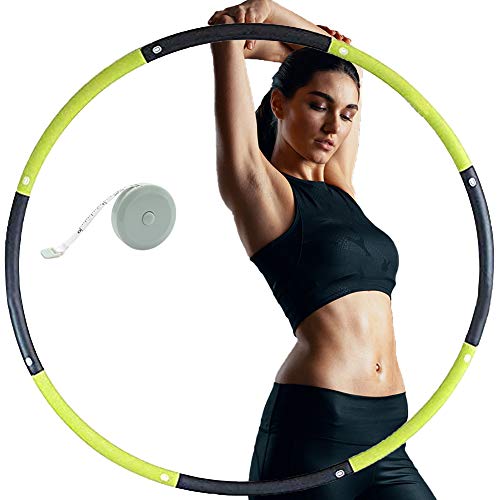 Y.A. LOTUS Fitness Hula Hoop, 8 Section Detachable Design Exercise Hoola Hoop, Professional Soft Hoops Suitable for Lose Weight Fast Sports and Playing Games Workout Easy to Spinï¼ˆ4Green + 4Grayï¼‰