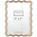 GorYeeFine 5x7'' Hi-End Zinc Alloy Gold Picture Frame with Wave Design - Modern Glamour 7x5'' Gold Picture Frames for Desktop and Wall Hanging.