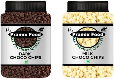 Pramix Premium Dark & White Chocolate Chips 1 Kg | Choco Chips for Cake Decoration, Cookies, Brownies, Muffins, Overnight Oats, Ice Creams & Dessert | Ideal for Baking & Garnishing