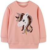 felpa da bambina per bambini, in cotone, casual, a maniche lunghe, età 1-12 anni, unicorno 04, 6-7 years
