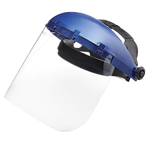 Sellstrom Single Crown Safety Face Shield Mask With Universal Hard Hat Slot Adapter, Clear Tint, Uncoated, Blue Crown Face Shields, 8" X 12" X .04”, 39210 #TOP4