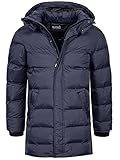 Indicode Herren Leugene Herrenmantel mit verdeckter Knopfleiste | Wintermantel für Männer Navy L