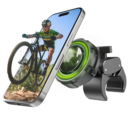 Bracketron MagSafe Bike Mount - MagAlign MAX Magnetic Phone Holder for Bike Handlebar Phone Mount with Strong Magnetic Suction & 360 Rotation
